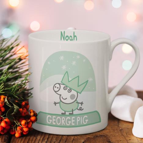 Personalised Peppa Pig George Pig Snowglobe Balmoral Mug Extra Image 1